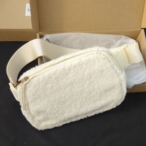 Cream Sherpa Fanny Pack Belt Bag